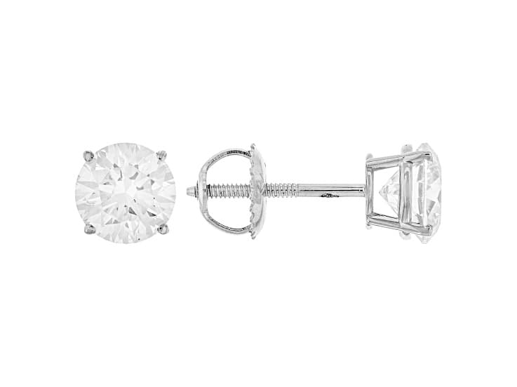 White Lab-Grown Diamond F-G VS-SI 10K White Gold Solitaire Stud Earrings 2.00ctw