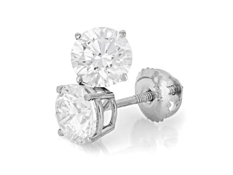 White Lab-Grown Diamond F-G VS-SI 10K White Gold Solitaire Stud Earrings 2.00ctw