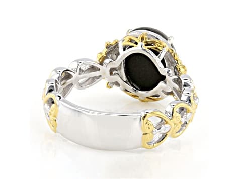 Ammolite Triplet Rhodium & 24K Yellow Gold Over Palladium Sterling Silver Ring