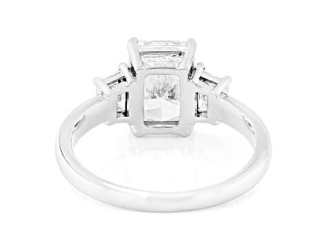 Certified White Radiant Cut and Trapezoid Lab-Grown Diamond F VS1 Platinum 3-Stone Ring 2.50ctw