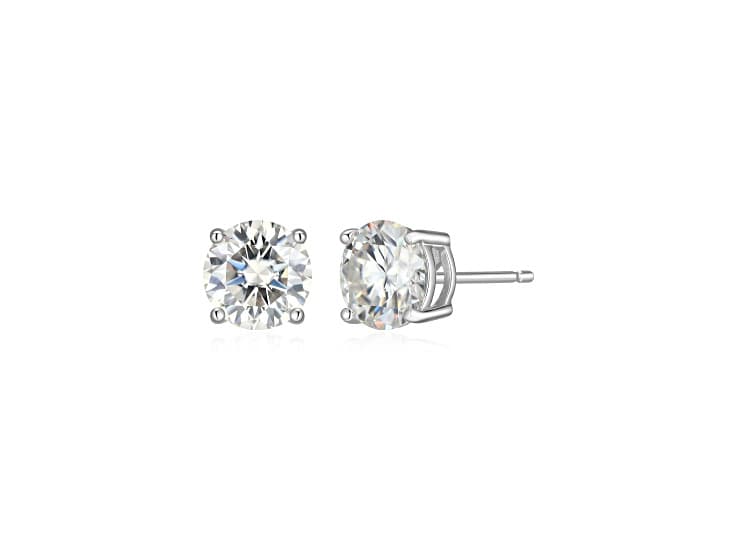 Round Moissanite Platineve Stud Earrings 2.40ctw DEW