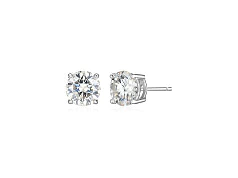 Round Moissanite Platineve Stud Earrings 2.40ctw DEW
