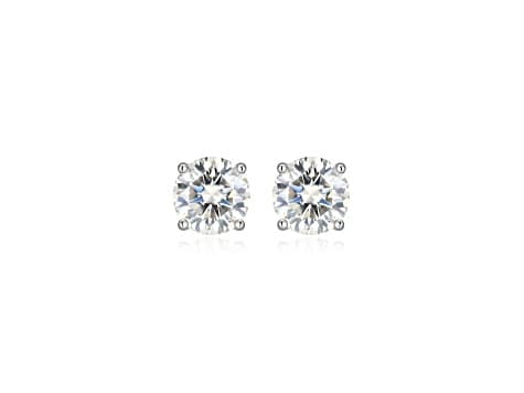 Round Moissanite Platineve Stud Earrings 2.40ctw DEW