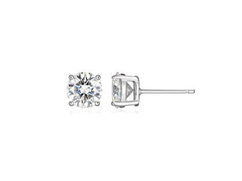 Round Moissanite Platineve Stud Earrings 2.40ctw DEW