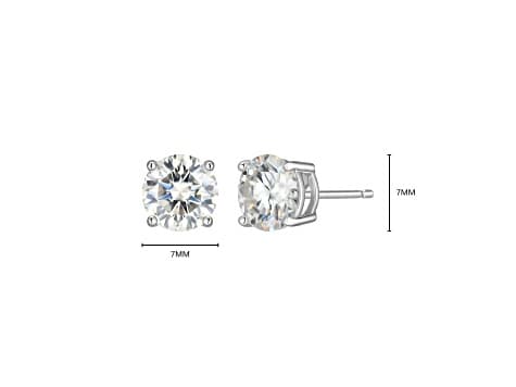 Round Moissanite Platineve Stud Earrings 2.40ctw DEW