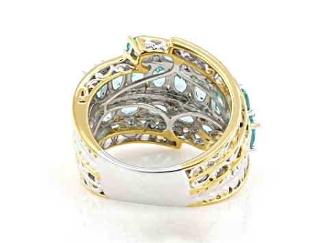 Teal Dauphin Apatite 24K Gold Over Palladium Sterling Silver Ring 3.55ctw