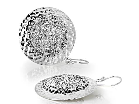 Sterling Silver Filigree & Hammered Statement Earrings