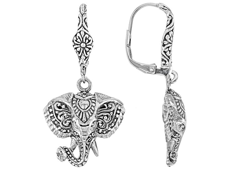 Sterling Silver Elephant Dangle Earrings