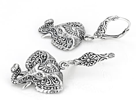 Sterling Silver Elephant Dangle Earrings