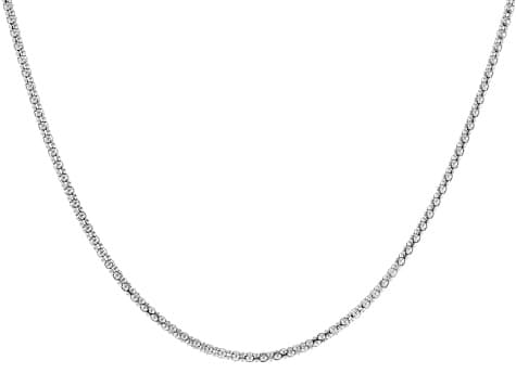 Rhodium Over Sterling Silver 18"L Popcorn Chain Necklace 2mm