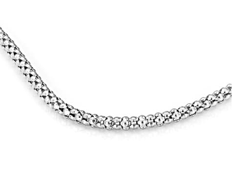 Rhodium Over Sterling Silver 18"L Popcorn Chain Necklace 2mm