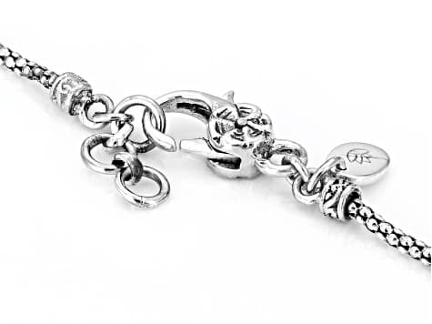 Rhodium Over Sterling Silver 18"L Popcorn Chain Necklace 2mm