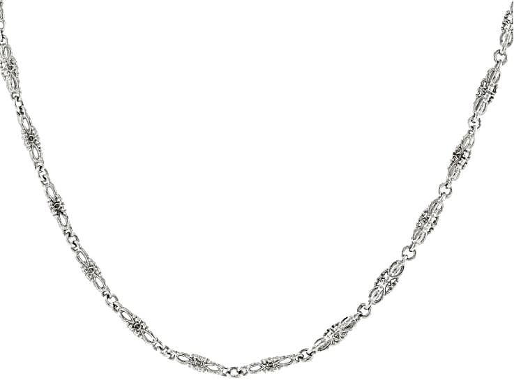 4mm Sterling Silver Scroll Medallion 18" Necklace