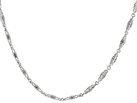 4mm Sterling Silver Scroll Medallion 18" Necklace