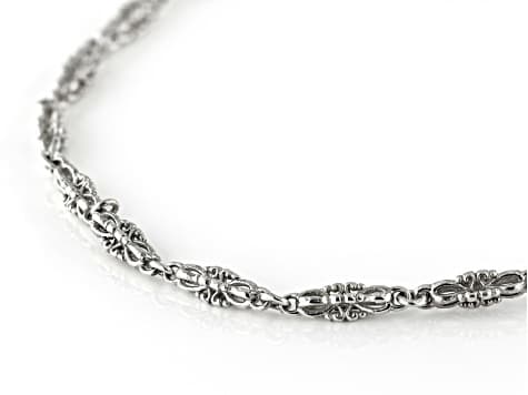 4mm Sterling Silver Scroll Medallion 18" Necklace