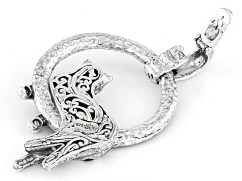 Black Shell, Chrome Diopside Sterling Silver Panther Enhancer Pendant 1-4mm, 0.01ctw