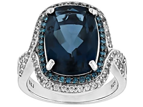 London Blue Topaz Rhodium Over Sterling Silver Ring 7.69ctw