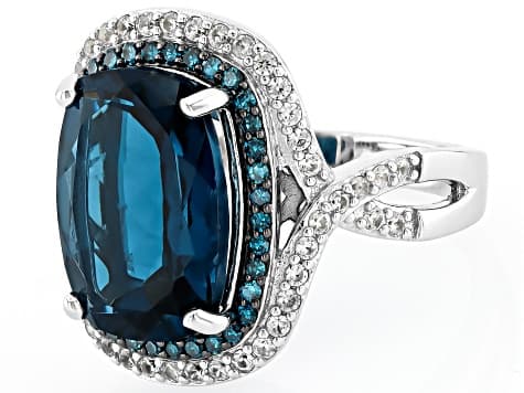 London Blue Topaz Rhodium Over Sterling Silver Ring 7.69ctw