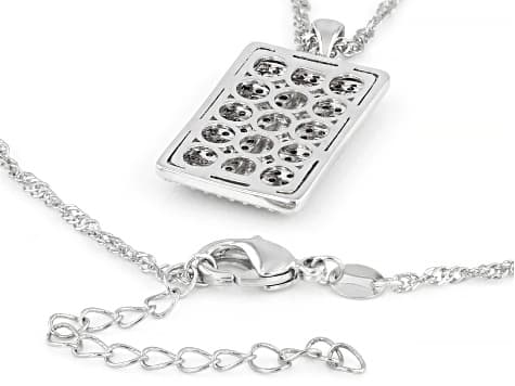White Cubic Zirconia Rhodium Plated Cross Pendant With Chain 1.96ctw