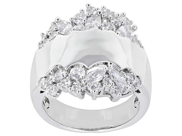White Cubic Zirconia Rhodium Plated Ring 2.11ctw