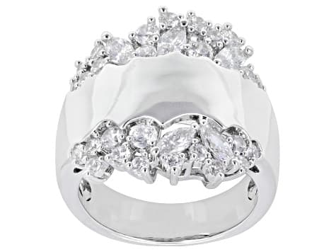 White Cubic Zirconia Rhodium Plated Ring 2.11ctw