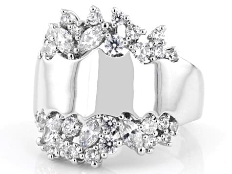 White Cubic Zirconia Rhodium Plated Ring 2.11ctw