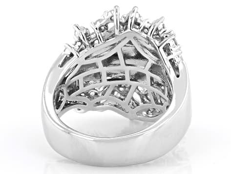White Cubic Zirconia Rhodium Plated Ring 2.11ctw