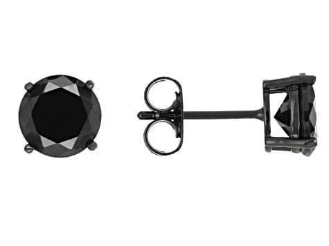 Black Cubic Zirconia, Black Rhodium Plated Stud Earring Set of 2 12.25ctw