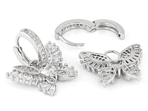 White Cubic Zirconia Rhodium Plated Butterfly Huggies 2.56ctw