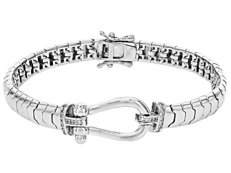 White Cubic Zirconia Rhodium Plated Bracelet 0.15ctw