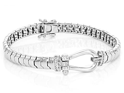 White Cubic Zirconia Rhodium Plated Bracelet 0.15ctw