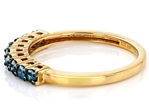 Blue Diamond 14k Yellow Gold Over Sterling Silver Band Ring 0.45ctw