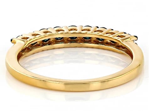 Blue Diamond 14k Yellow Gold Over Sterling Silver Band Ring 0.45ctw
