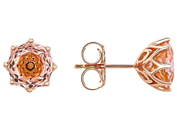 Pink Cubic Zirconia 18K Rose Gold Over Sterling Silver Rose Cut Earrings 8.46ctw
