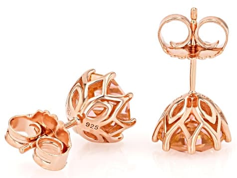 Pink Cubic Zirconia 18K Rose Gold Over Sterling Silver Rose Cut Earrings 8.46ctw