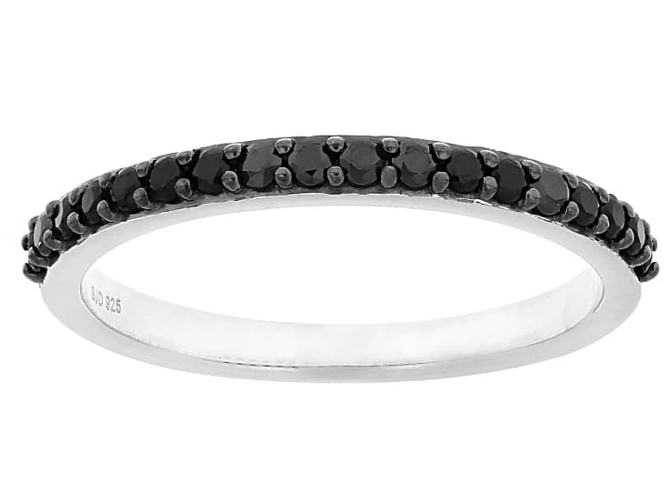 Black Cubic Zirconia Rhodium Over Sterling Silver Ring 0.25ctw