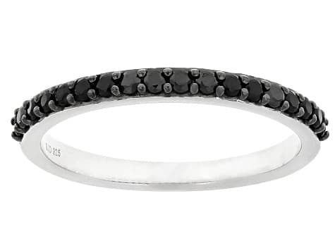 Black Cubic Zirconia Rhodium Over Sterling Silver Ring 0.25ctw