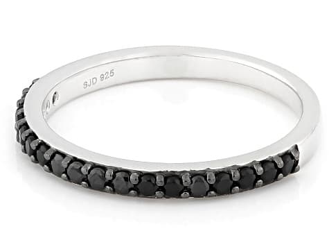 Black Cubic Zirconia Rhodium Over Sterling Silver Ring 0.25ctw