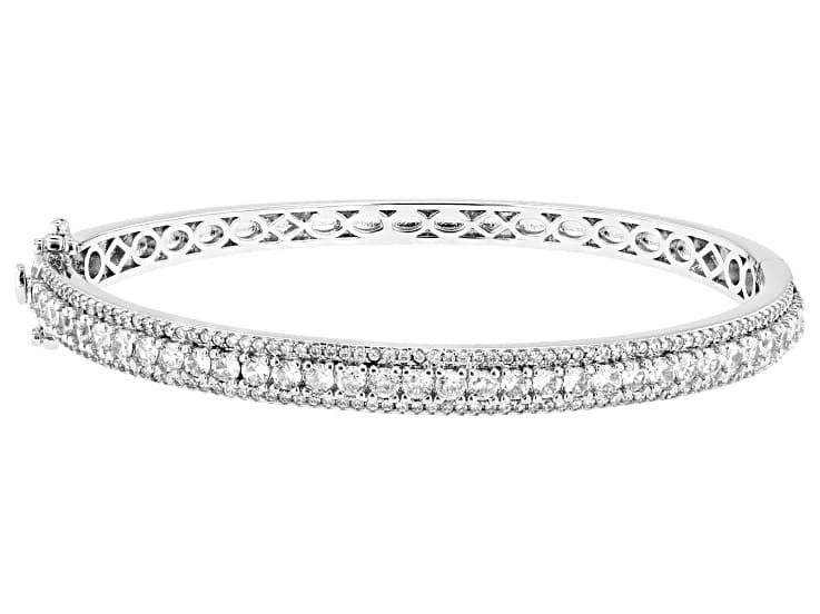 White Cubic Zirconia Rhodium Plated Bangle Bracelet 4.85ctw