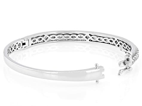 White Cubic Zirconia Rhodium Plated Bangle Bracelet 4.85ctw