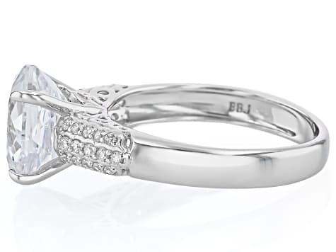 White Cubic Zirconia Rhodium Over Sterling Silver Rose Cut Ring 7.58ctw
