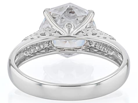White Cubic Zirconia Rhodium Over Sterling Silver Rose Cut Ring 7.58ctw