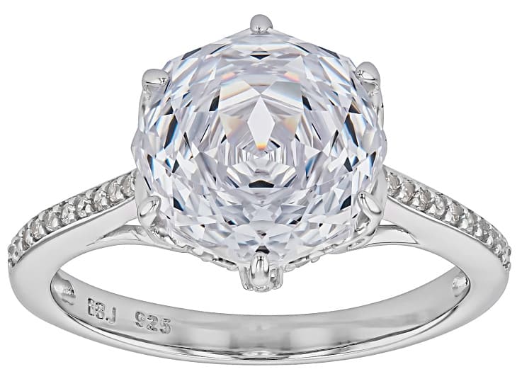 White Cubic Zirconia Rhodium Over Sterling Silver Rose Cut Ring 7.93ctw
