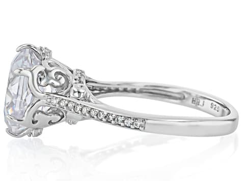 White Cubic Zirconia Rhodium Over Sterling Silver Rose Cut Ring 7.93ctw