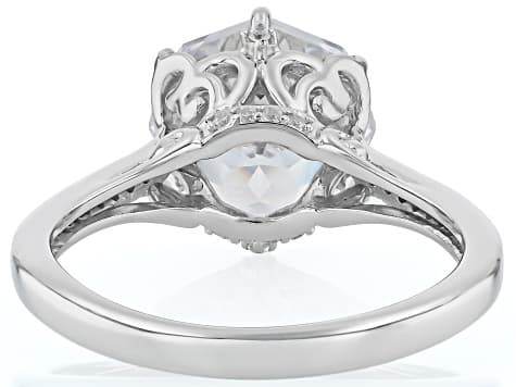 White Cubic Zirconia Rhodium Over Sterling Silver Rose Cut Ring 7.93ctw