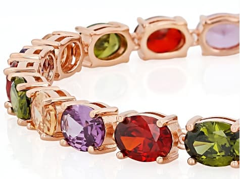 Multi-Color Cubic Zirconia 18K Rose Gold Plated Bracelet 38.80ctw