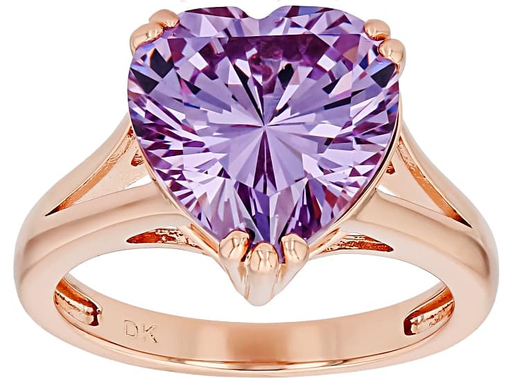 Lavender Cubic Zirconia 18K Rose Gold Plated Ring 10.50ctw