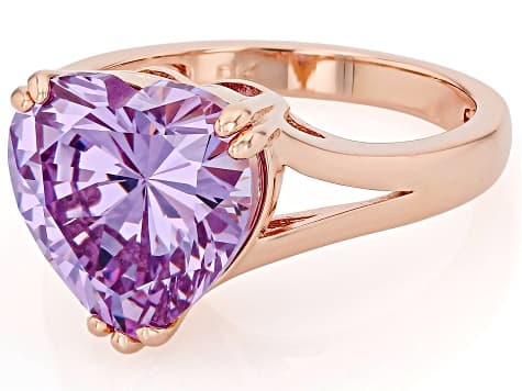 Lavender Cubic Zirconia 18K Rose Gold Plated Ring 10.50ctw