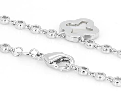 Mother-of-Pearl and White Cubic Zirconia Rhodium Plated Necklace 6.64ctw