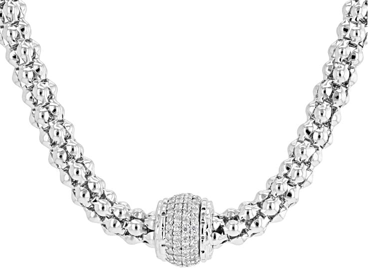 White Cubic Zirconia Rhodium PLated Necklace 1.60ctw